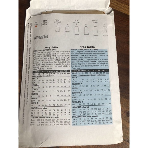 Butterick 5431 Bias Cut A-Line Skirts in 3 Lengths Sz 6-10 UNCUT Pattern EASY - Picture 2 of 3